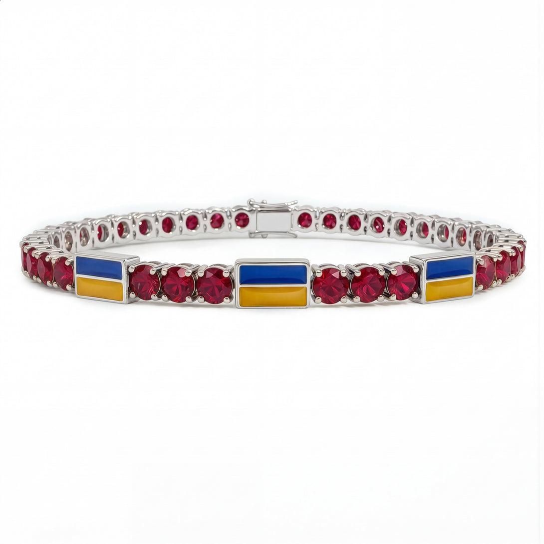 Ruby Tennis Bracelet with Ukraine Flag no. 12