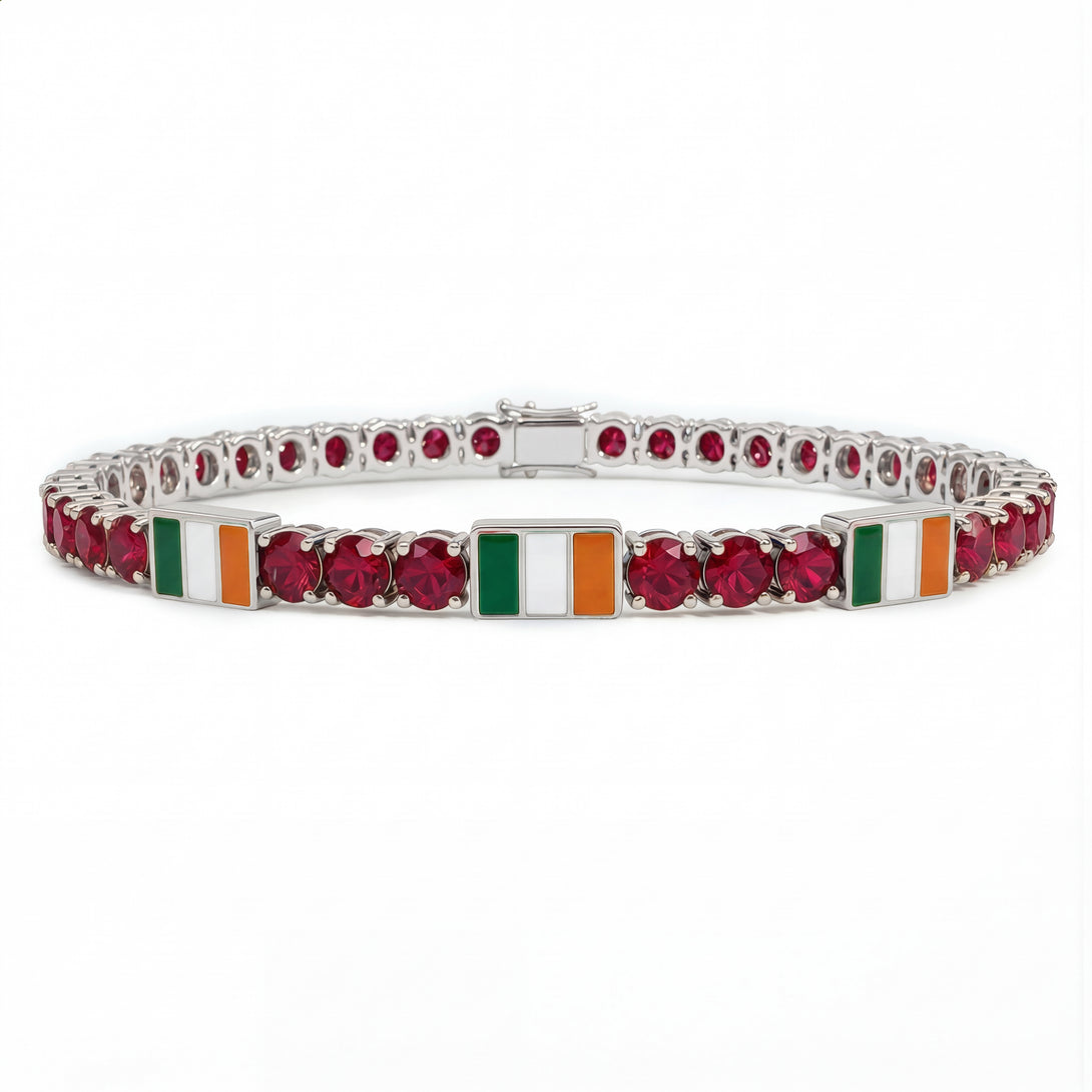 Ruby Tennis Bracelet with Ireland Flag no. 12