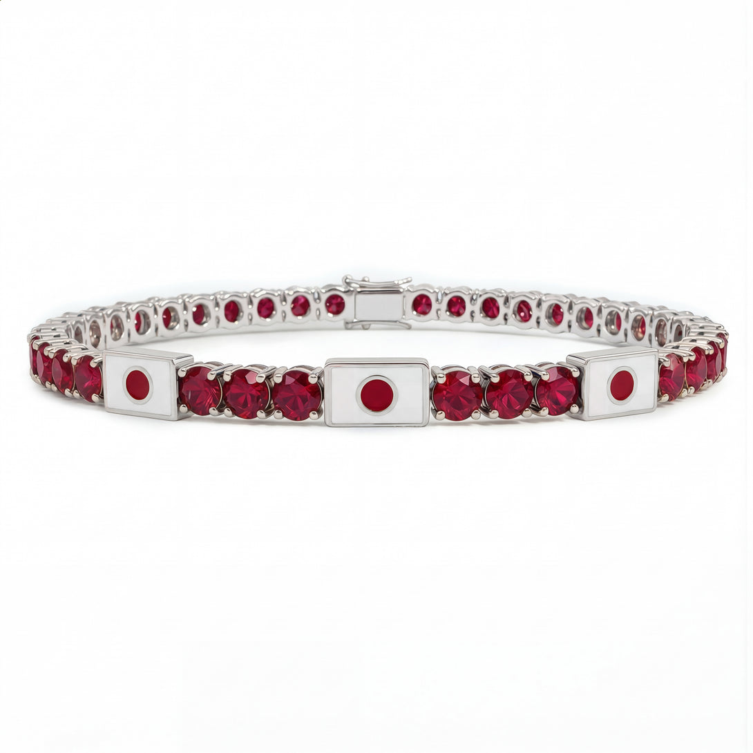 Ruby Tennis Bracelet with Japan Flag no. 12