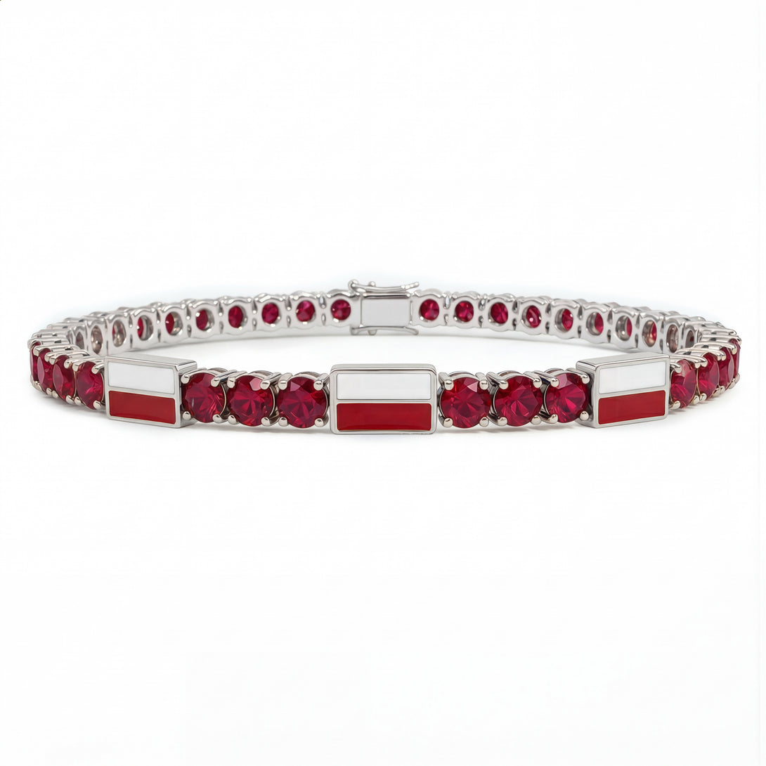 Ruby Tennis Bracelet with Poland Flag no. 12