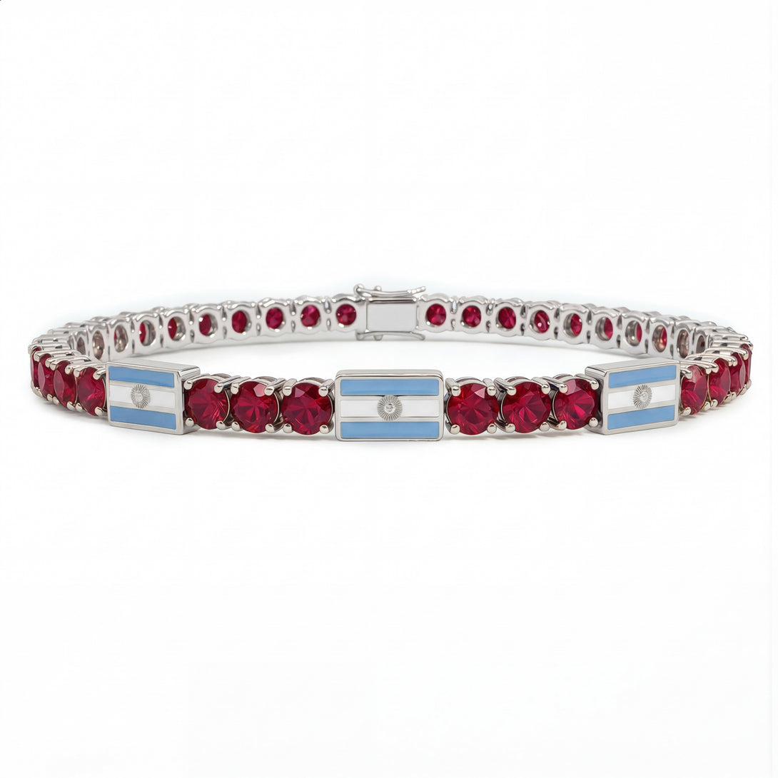 Ruby Tennis Bracelet with Argentina Flag no. 12