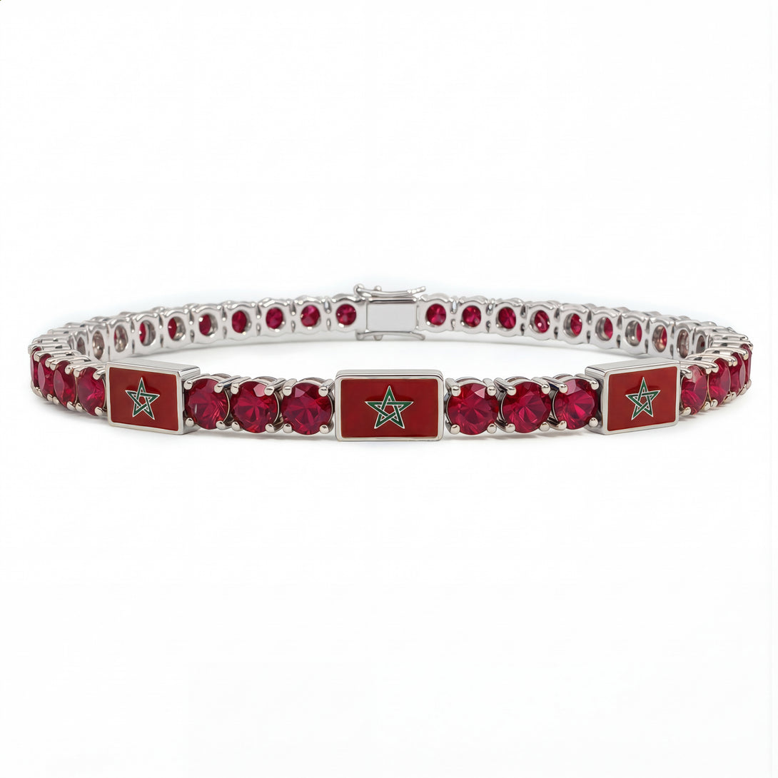 Ruby Tennis Bracelet with Morocco Flag no. 12