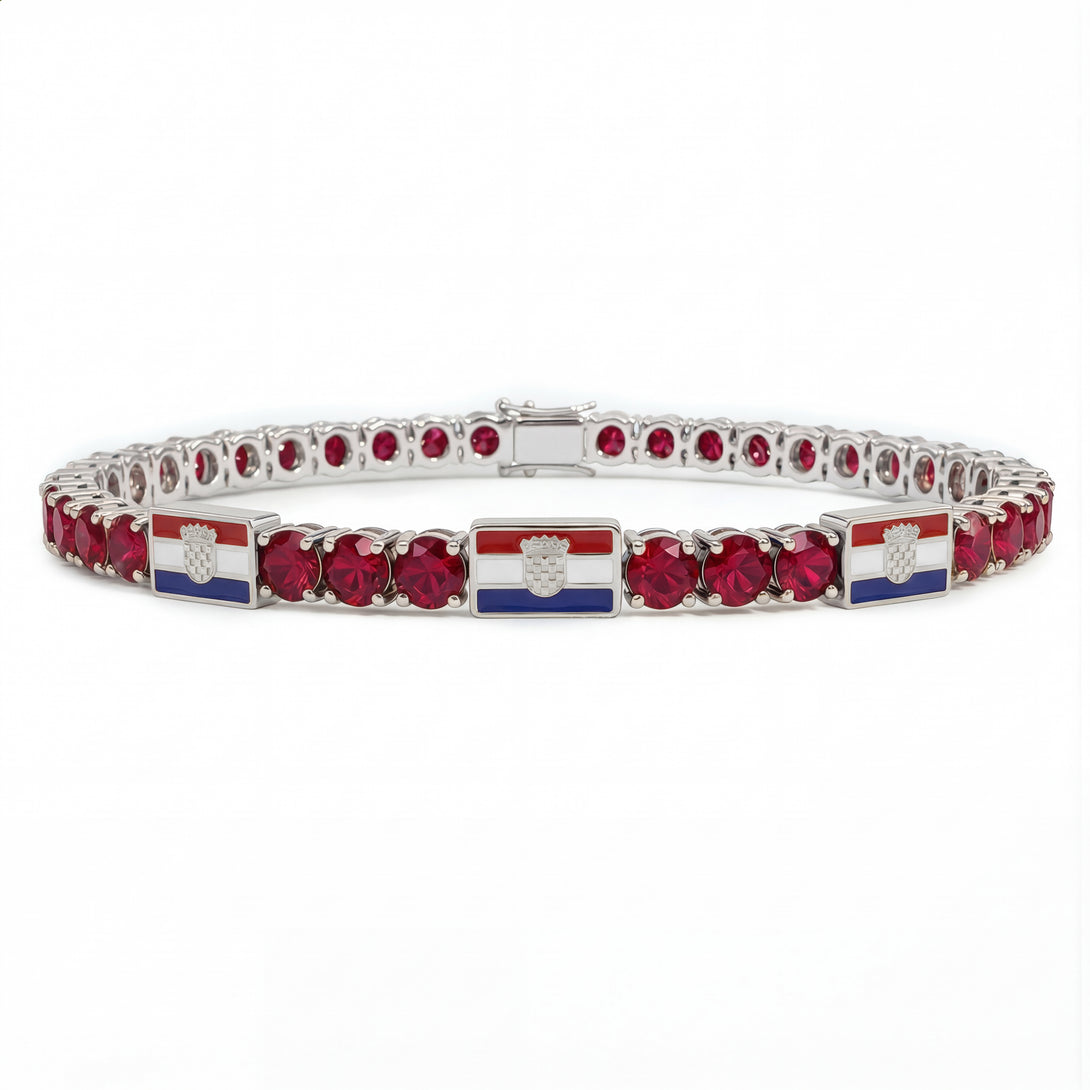 Ruby Tennis Bracelet with Croatia Flag no. 12