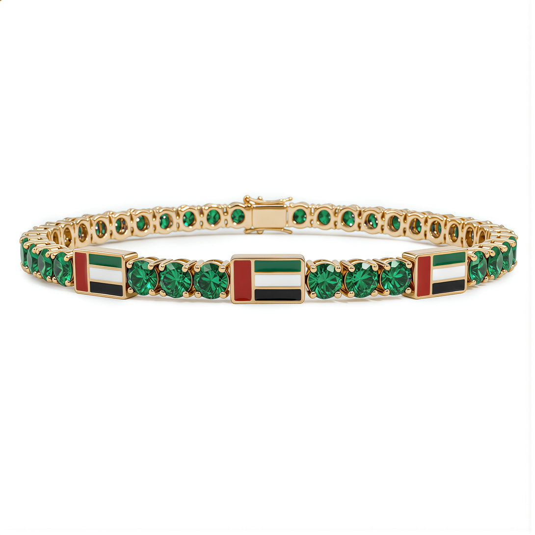 Emerald Tennis Bracelet with United Arab Emirates Flag no. 4