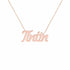 Tintin name necklace in solid 14K Rose Gold, handmade in Los Angeles