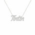 Tintin name necklace in solid 14K White Gold, handmade in Los Angeles