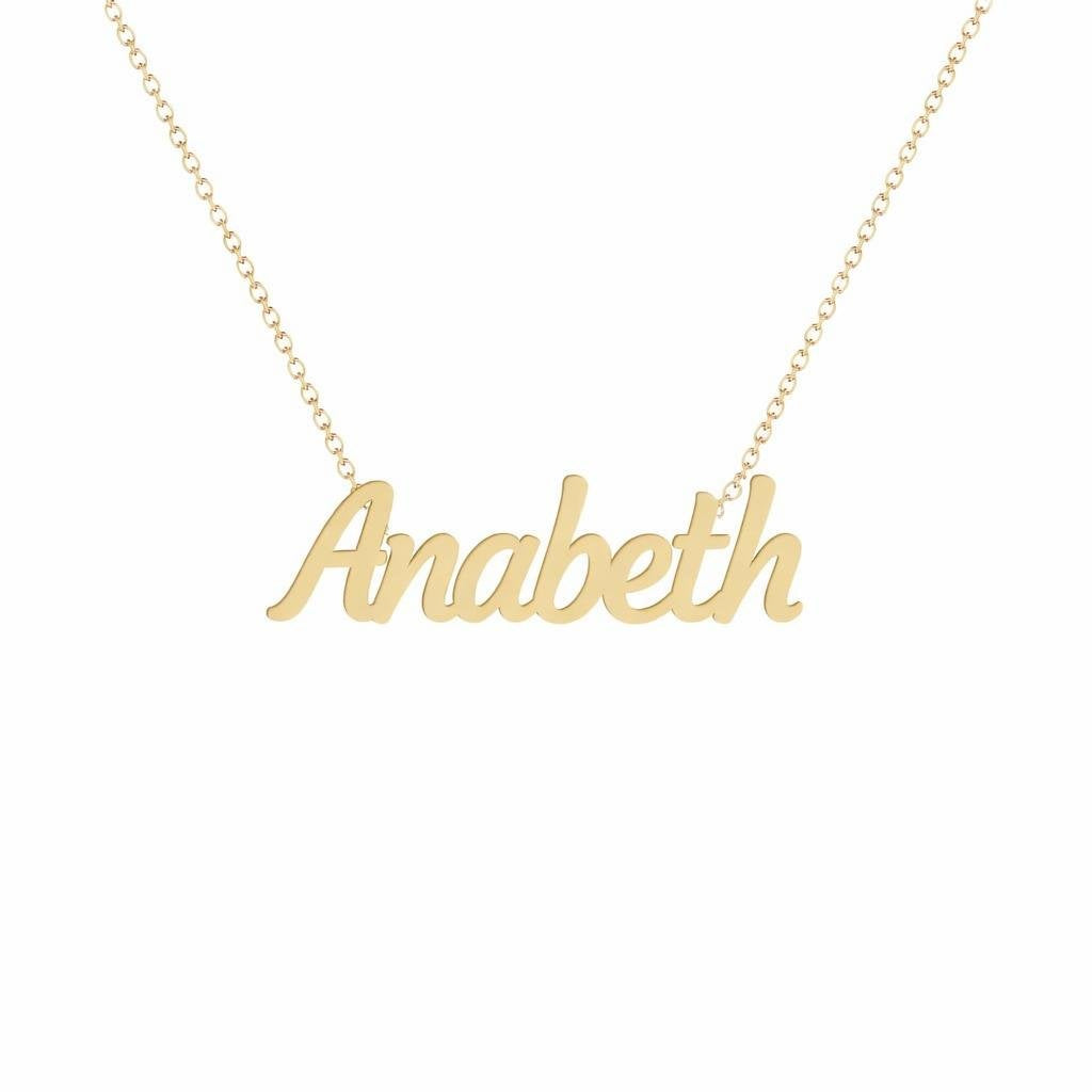 Gold Name Necklace – Anabeth | 14K Solid Gold