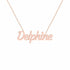 Delphine name necklace in solid 14K Rose Gold, handmade in Los Angeles