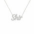 Shir name necklace in solid 14K White Gold, handmade in Los Angeles