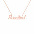 Rosalind name necklace in solid 14K Rose Gold, handmade in Los Angeles