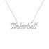 Tinkerbell name necklace in solid 14K White Gold, handmade in Los Angeles