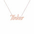 Tinker name necklace in solid 14K Rose Gold, handmade in Los Angeles