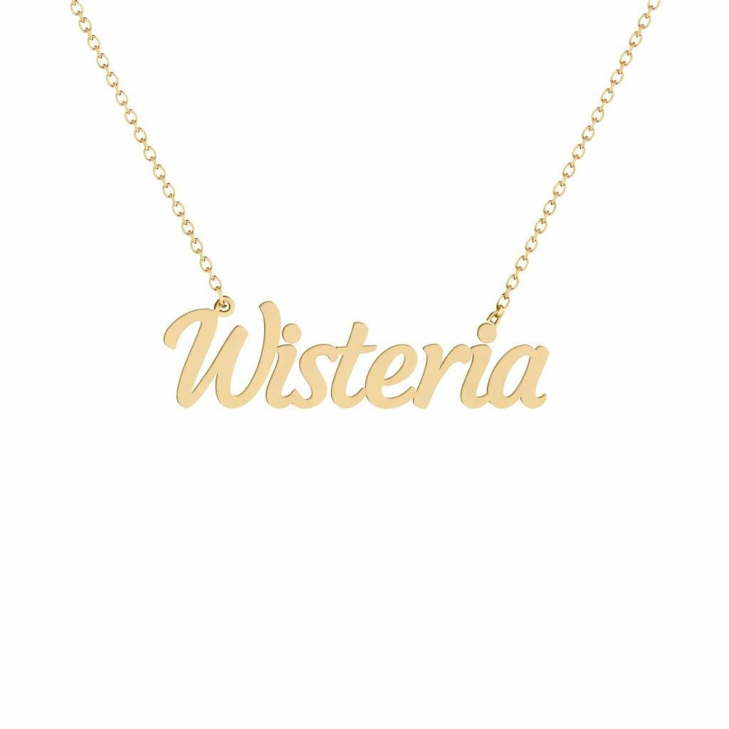 Gold Name Necklace – Wisteria | 14K Solid Gold