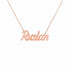 Ruslan name necklace in solid 14K Rose Gold, handmade in Los Angeles