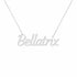 Bellatrix name necklace in solid 14K White Gold, handmade in Los Angeles