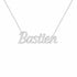 Bastien name necklace in solid 14K White Gold, handmade in Los Angeles