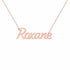 Roxane name necklace in solid 14K Rose Gold, handmade in Los Angeles