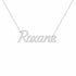 Roxane name necklace in solid 14K White Gold, handmade in Los Angeles