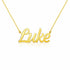 Luke name necklace in solid 14K Yellow Gold, handmade in Los Angeles