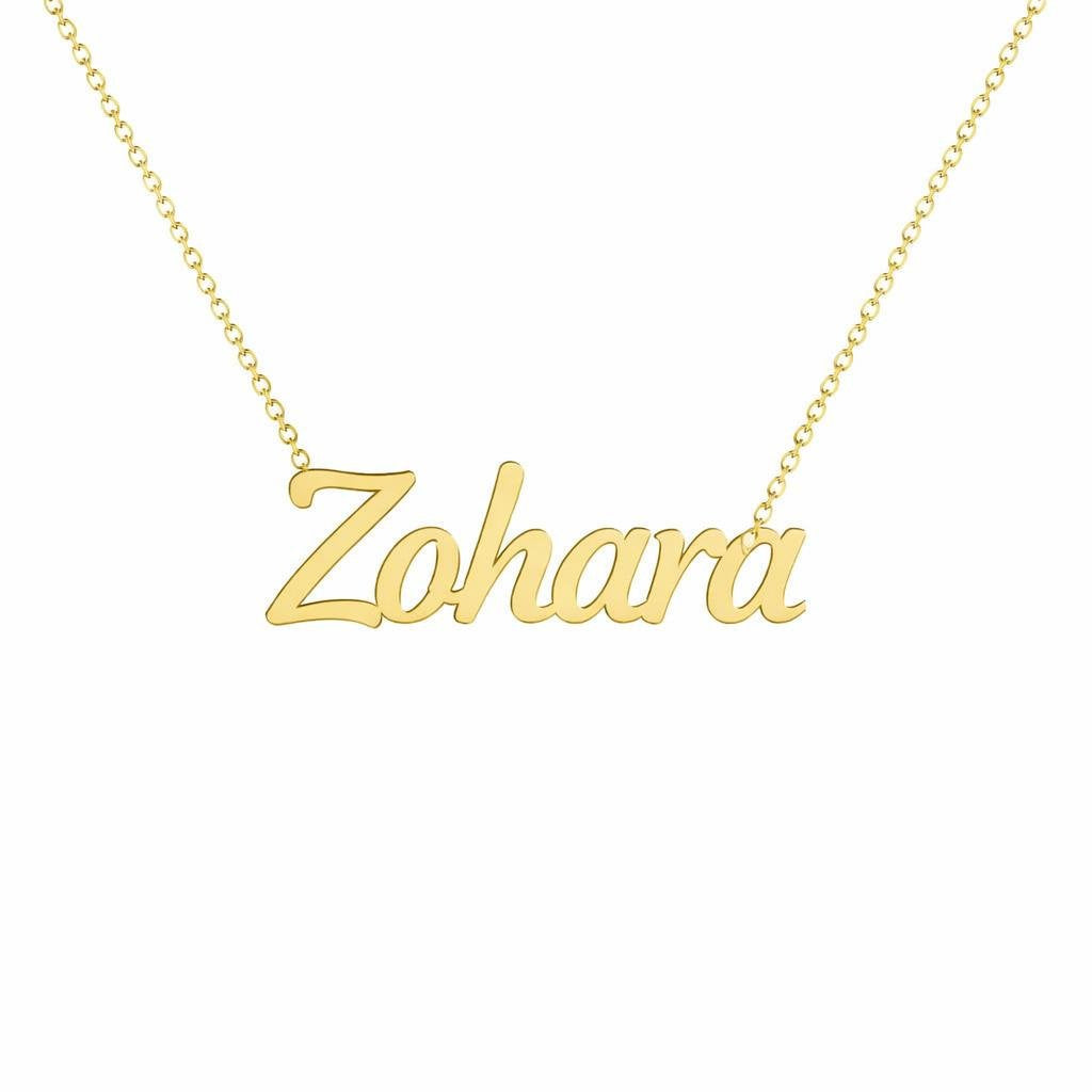 Gold Name Necklace – Zohara | 14K Solid Gold