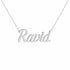 Ravid name necklace in solid 14K White Gold, handmade in Los Angeles