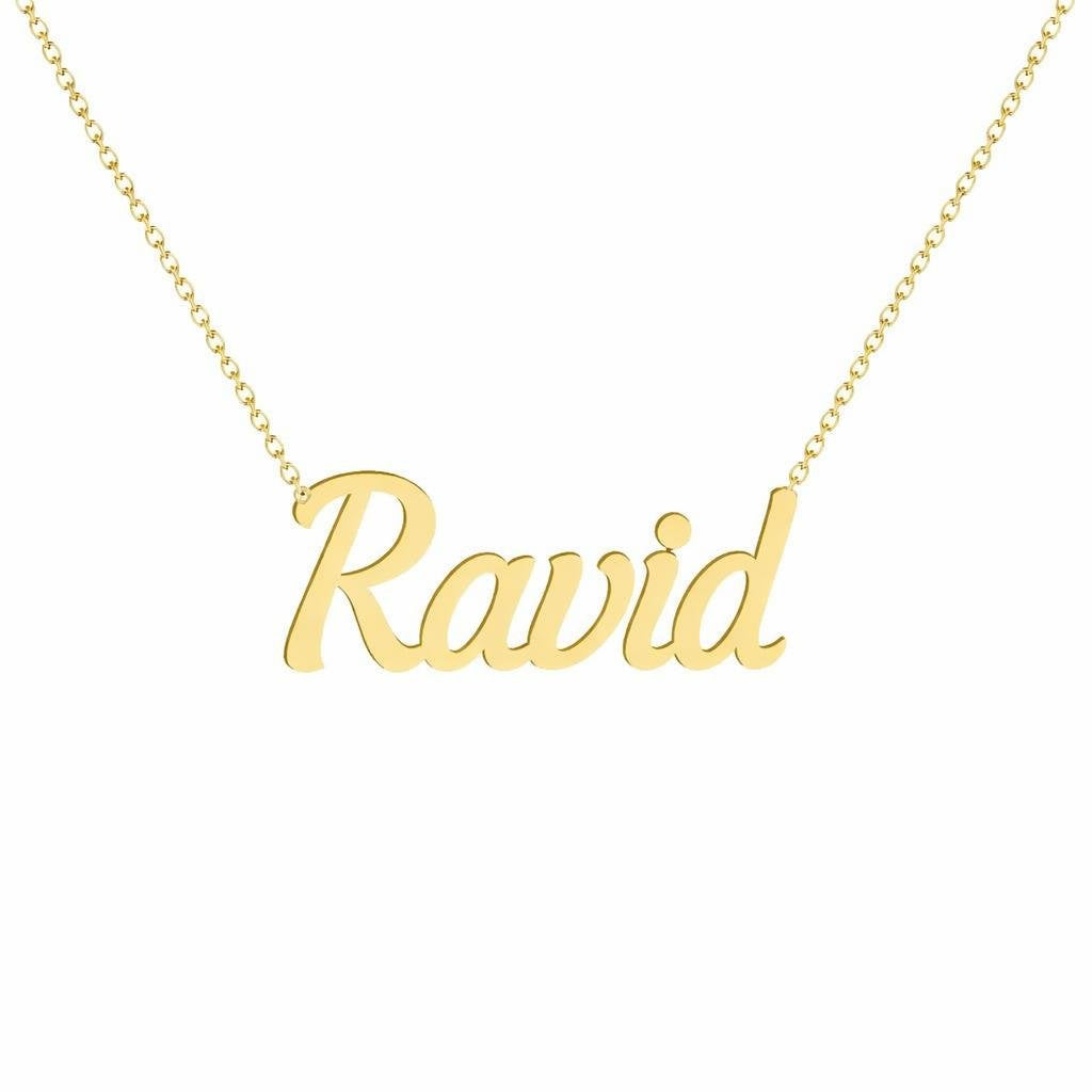 Gold Name Necklace – Ravid | 14K Solid Gold