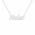 Nadav name necklace in solid 14K White Gold, handmade in Los Angeles