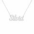 Silvia name necklace in solid 14K White Gold, handmade in Los Angeles