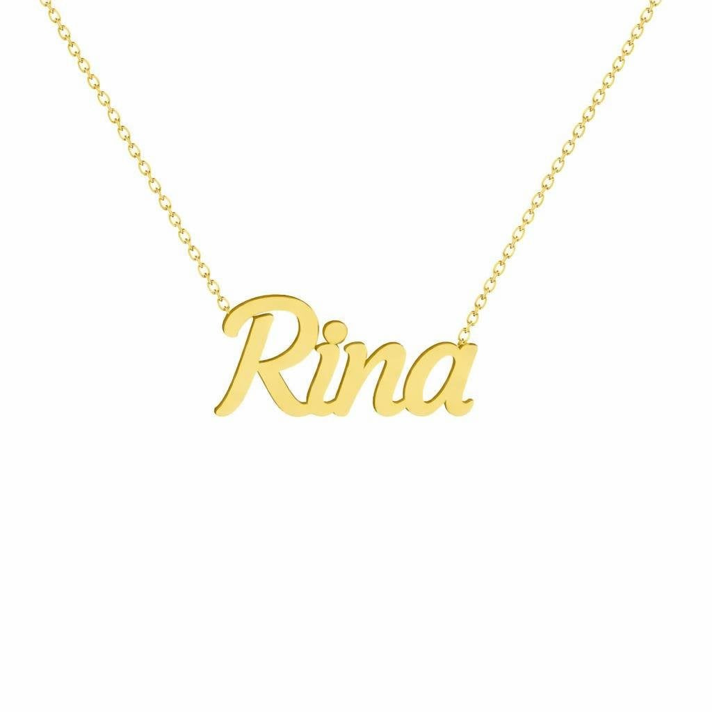 Gold Name Necklace – Rina | 14K Solid Gold