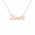 Zaneta name necklace in solid 14K Rose Gold, handmade in Los Angeles