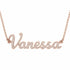 Vanessa name necklace in solid 14K Rose Gold, handmade in Los Angeles