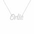 Orlie name necklace in solid 14K White Gold, handmade in Los Angeles