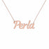 Perla name necklace in solid 14K Rose Gold, handmade in Los Angeles