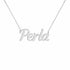 Perla name necklace in solid 14K White Gold, handmade in Los Angeles
