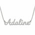 Adaline name necklace in solid 14K White Gold, handmade in Los Angeles