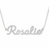 Rosalie name necklace in solid 14K White Gold, handmade in Los Angeles