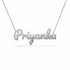 Priyanka name necklace in solid 14K White Gold, handmade in Los Angeles
