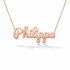 Philippa name necklace in solid 14K Rose Gold, handmade in Los Angeles