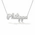 Philippa name necklace in solid 14K White Gold, handmade in Los Angeles