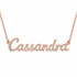Cassandra name necklace in solid 14K Rose Gold, handmade in Los Angeles