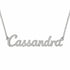 Cassandra name necklace in solid 14K White Gold, handmade in Los Angeles