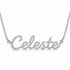 Celeste name necklace in solid 14K White Gold, handmade in Los Angeles