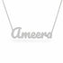 Ameera name necklace in solid 14K White Gold, handmade in Los Angeles