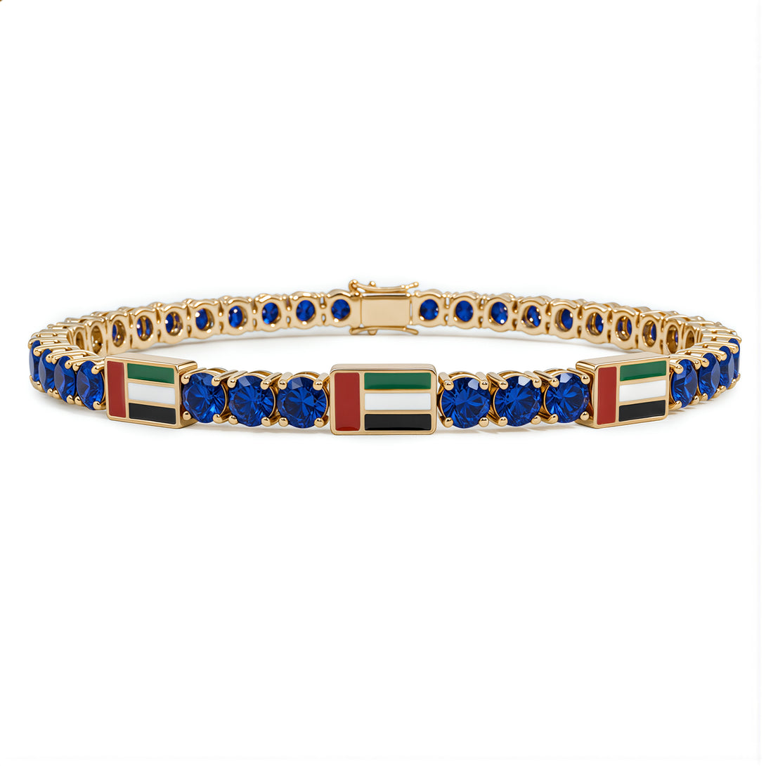 Sapphire Tennis Bracelet with United Arab Emirates Flag no. 13