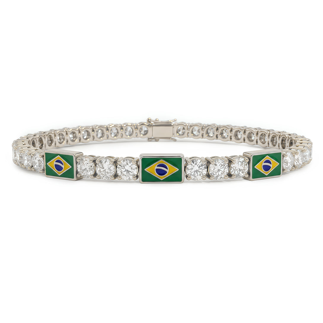 Diamond Tennis Bracelet with Brazil Flag no. 3