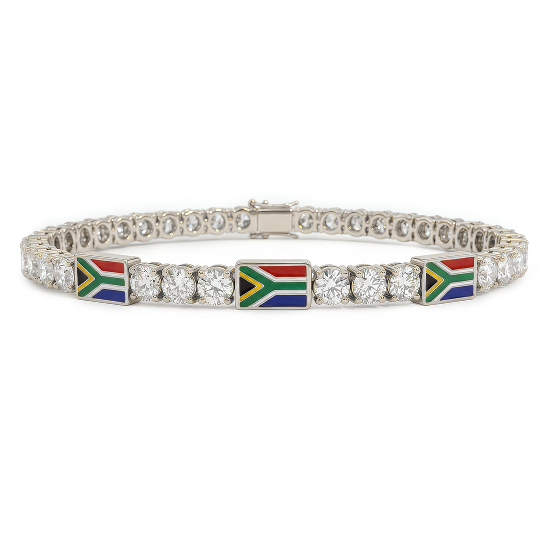 Diamond Tennis Bracelet with South Africa Flag no. 3