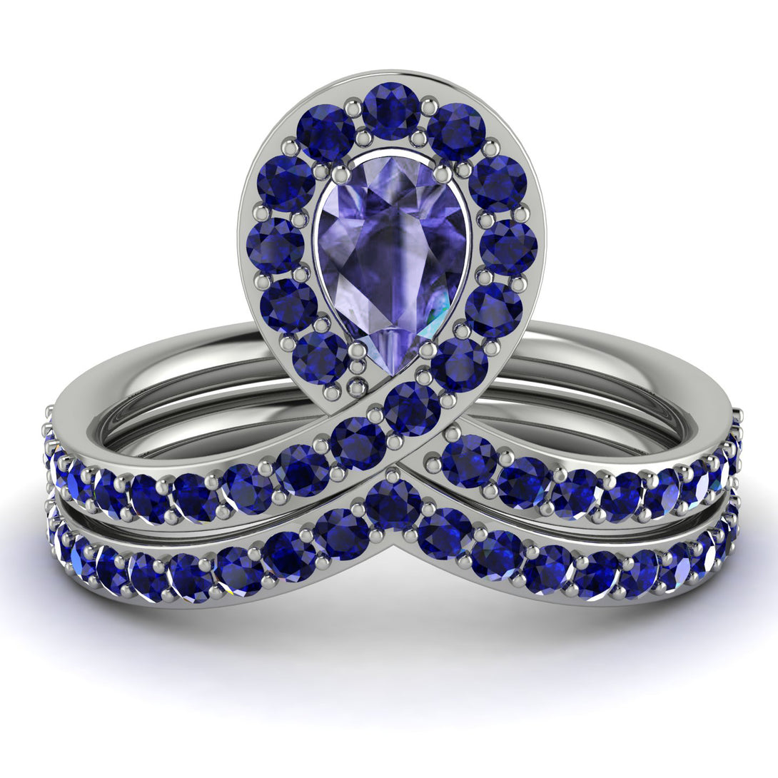 Tanzanite Pear Shape Stacking Bridal Set - Emilia No. 215