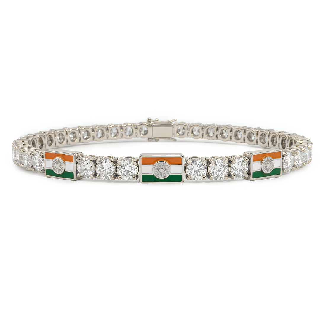 Diamond Tennis Bracelet with India Flag no. 3