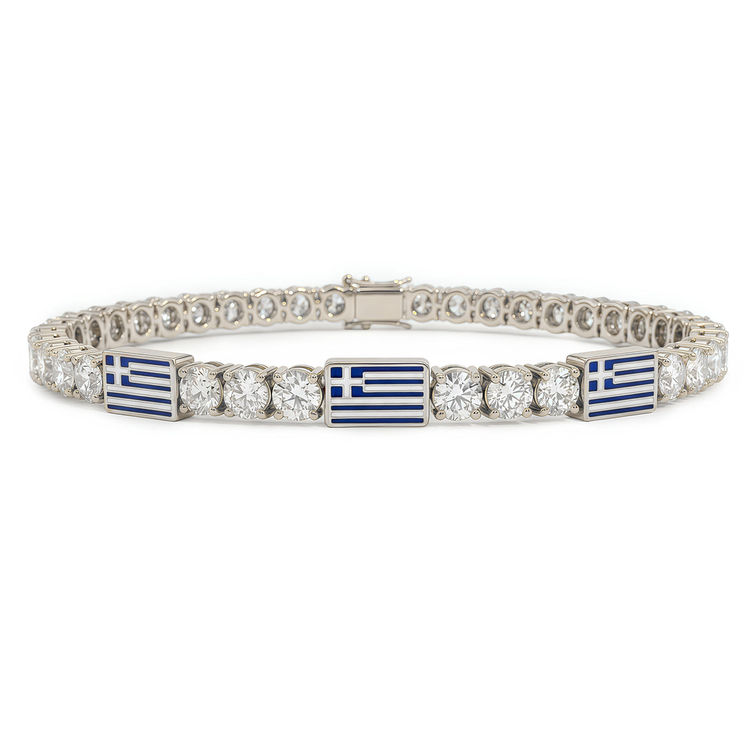 Diamond Tennis Bracelet with Greece Flag no. 3
