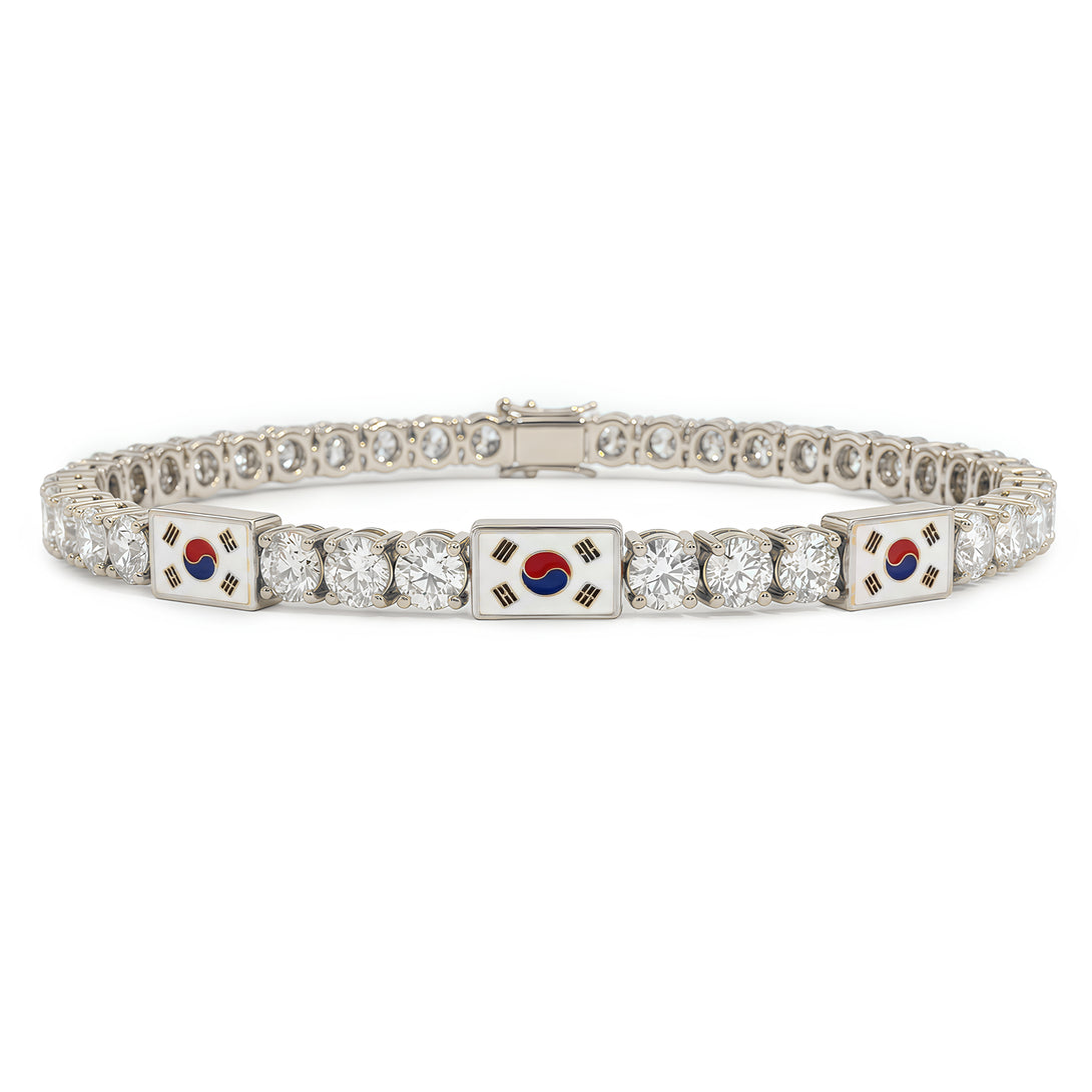 Diamond Tennis Bracelet with South Korea Flag no. 3